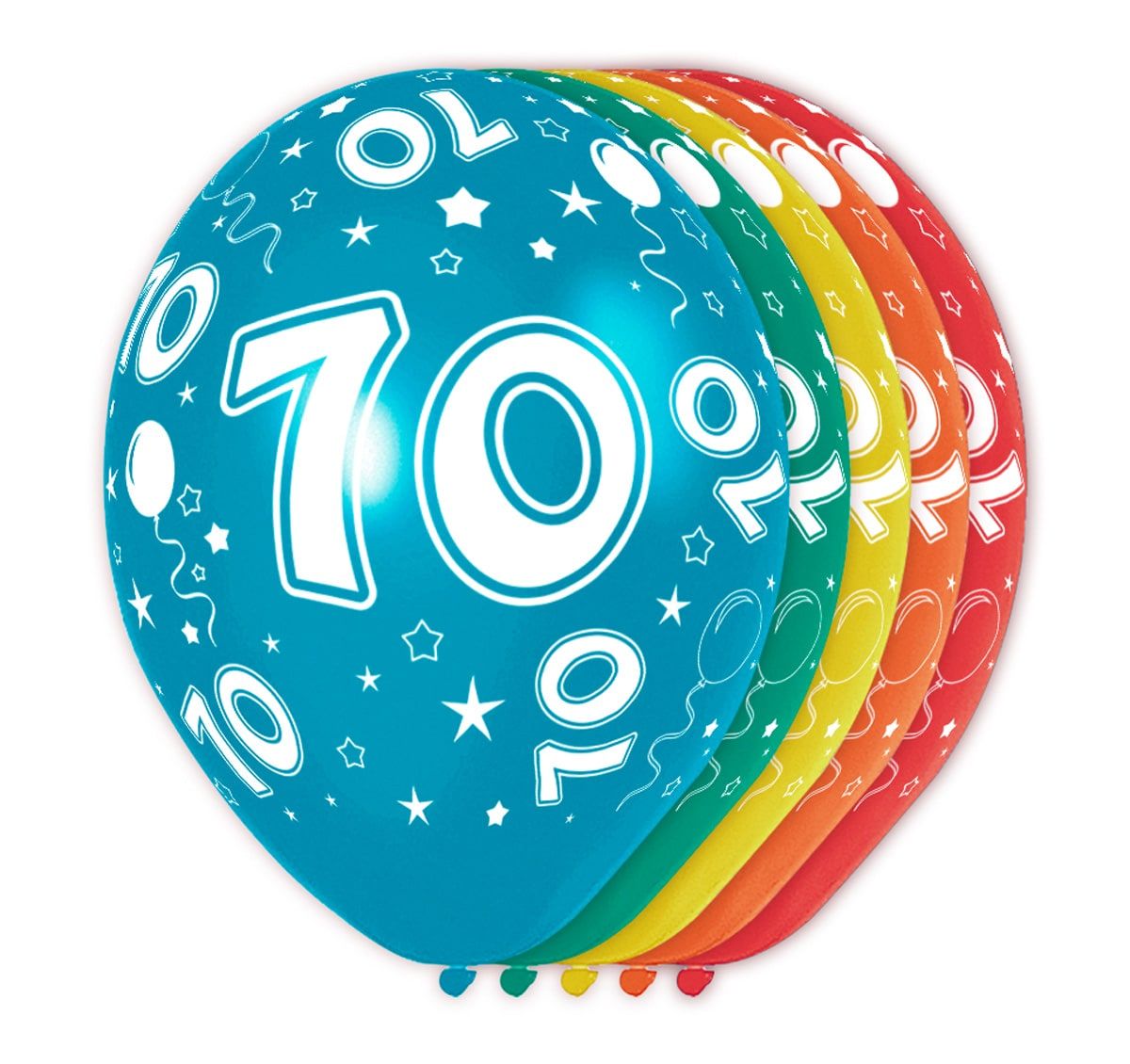 5 verjaardag ballonnen 70 jaar meerkleurig