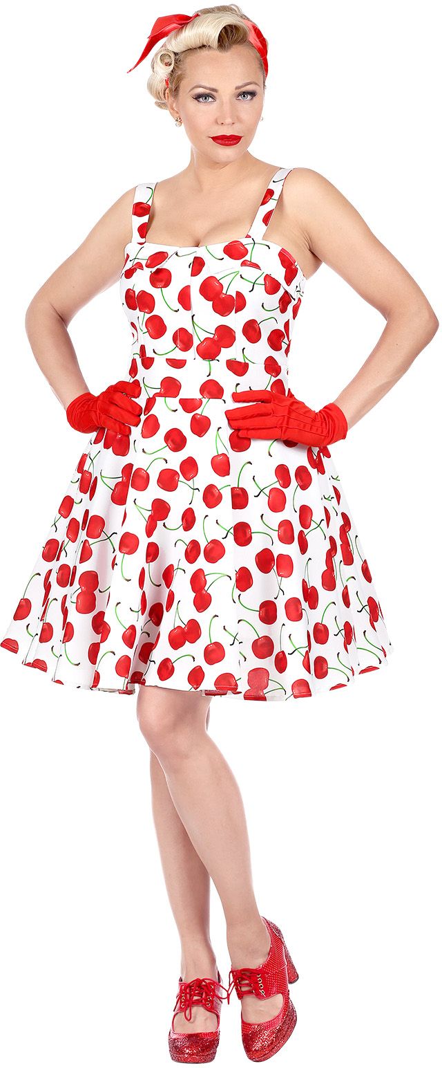 50's Kersenjurk Wit Dames
