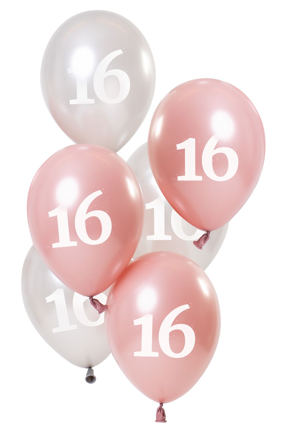 6 Ballonnen Glossy Pink 16 Jaar 23cm