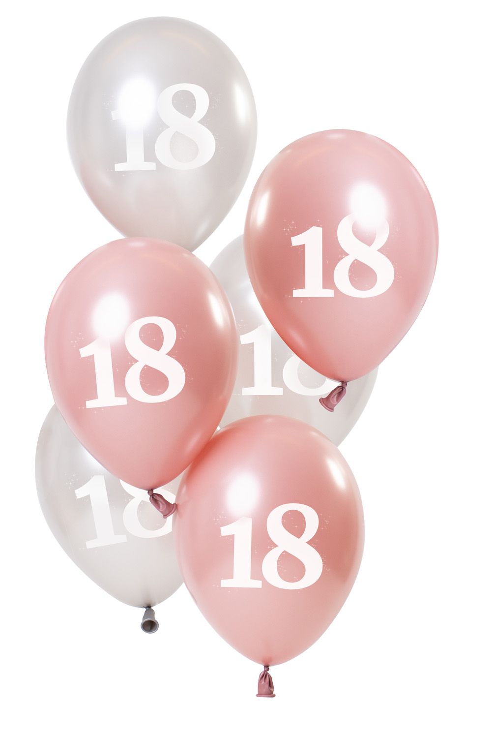 6 ballonnen glossy pink 18 jaar 23cm