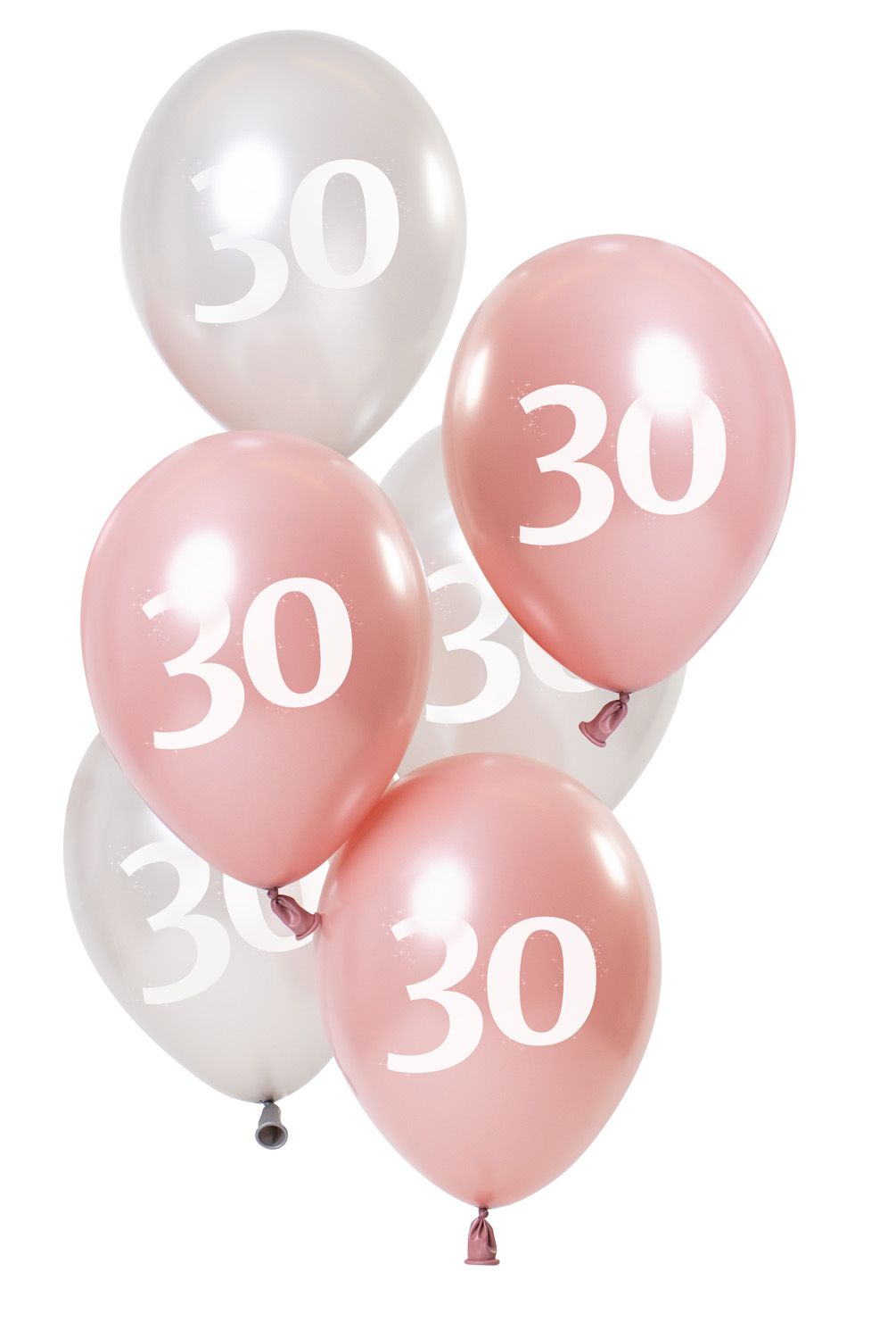 6 Ballonnen Glossy Pink 30 Jaar 23cm