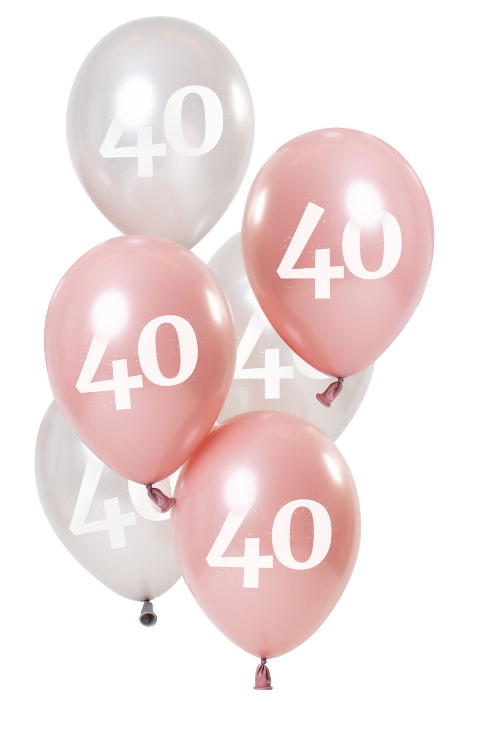 6 Ballonnen Glossy Pink 40 Jaar 23cm