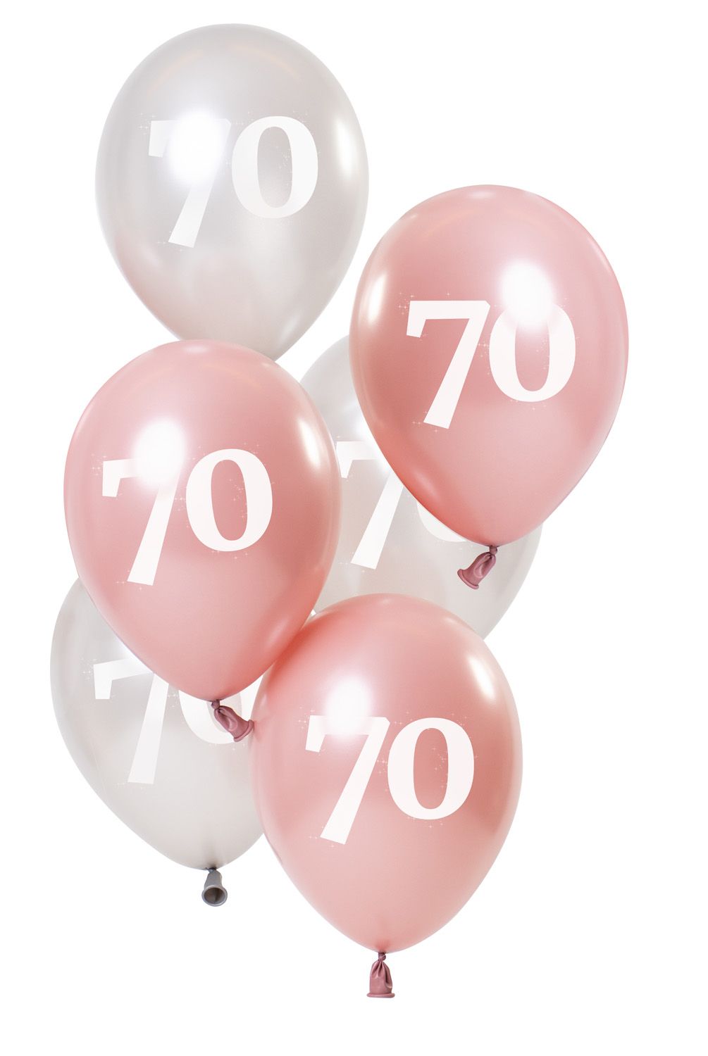 6 Ballonnen Glossy Pink 70 Jaar 23cm
