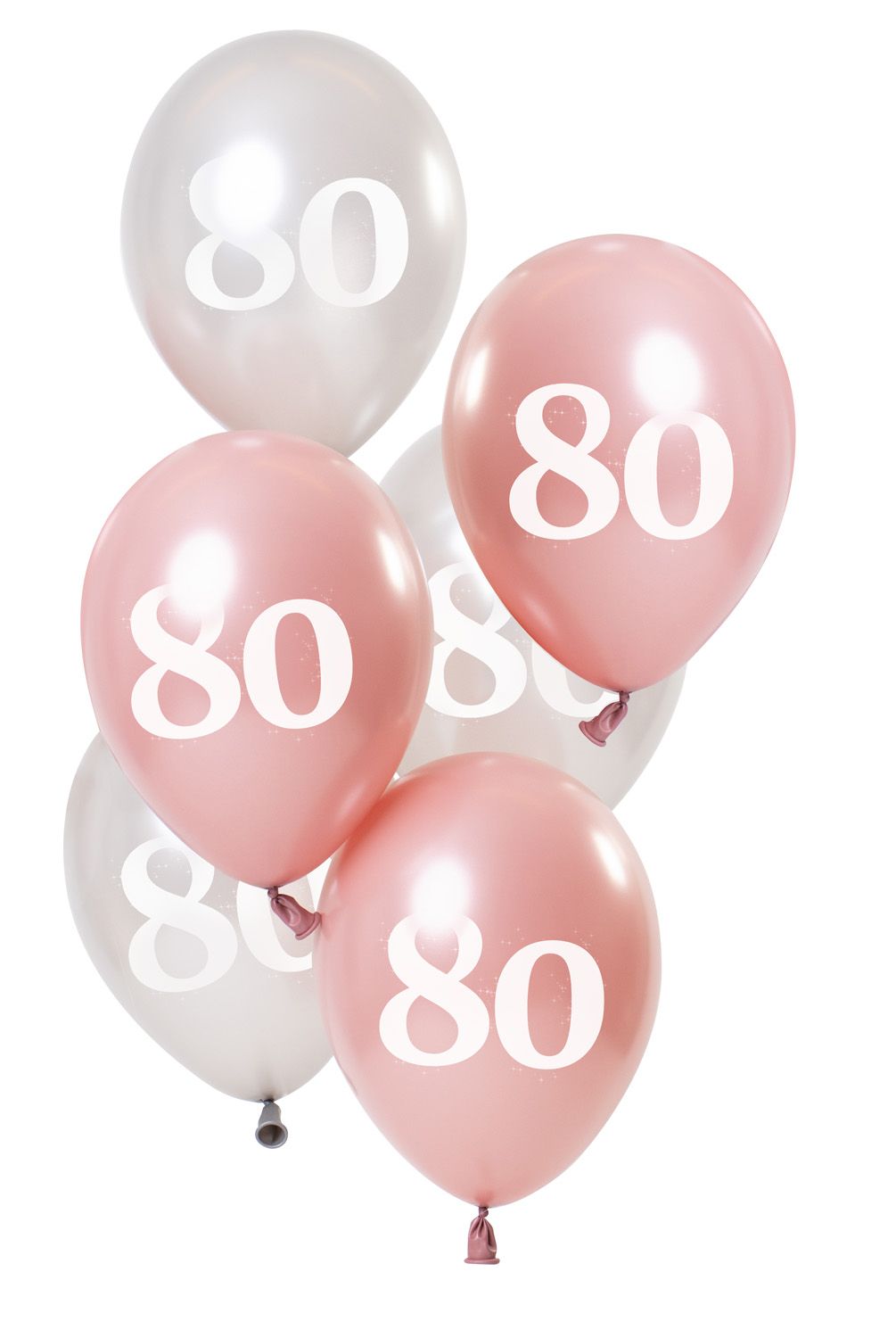 6 ballonnen glossy pink 80 jaar 23cm
