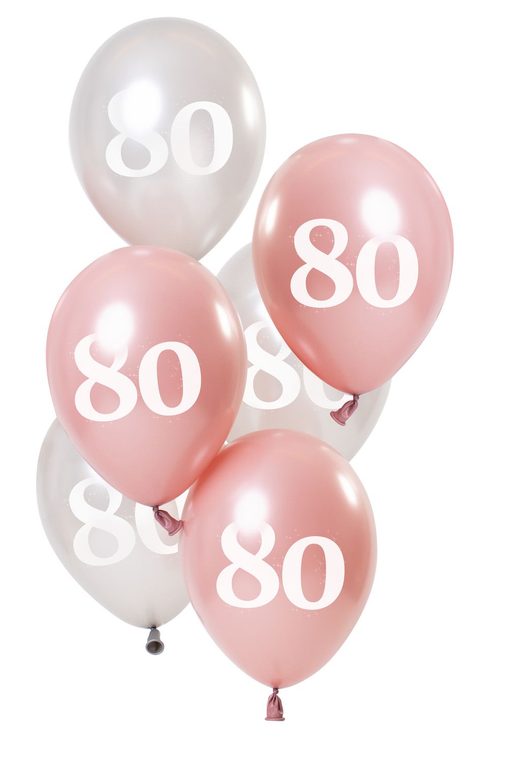 6 Ballonnen Glossy Pink 80 Jaar 23cm