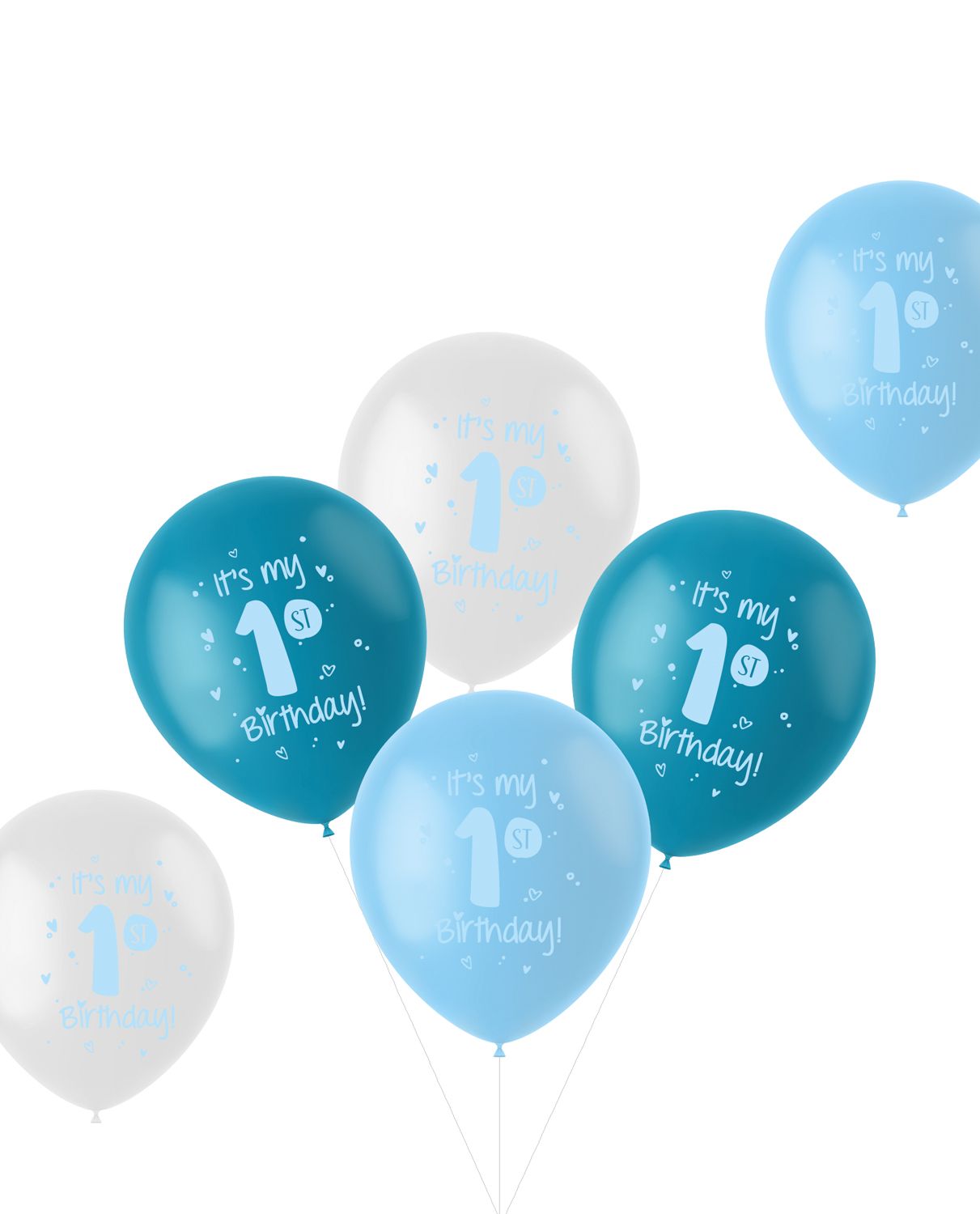 6 Ballonnen 'It Is My 1St Birthday!' Blauw 33cm