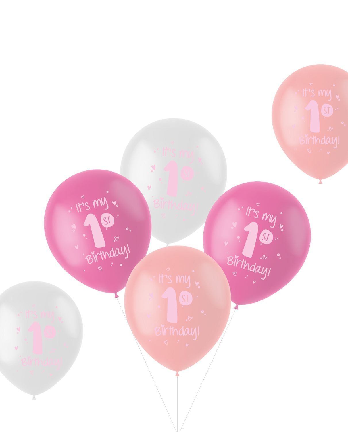 6 Ballonnen It Is My 1St Birthday! Roze 33cm