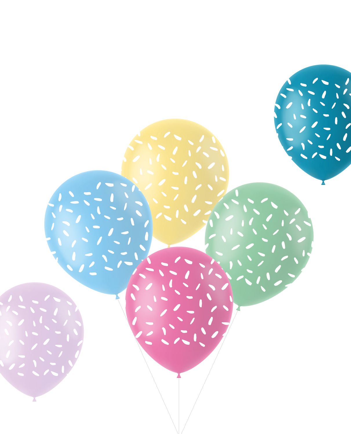 6 ballonnen pastel sprinkles meerkleurig 33cm