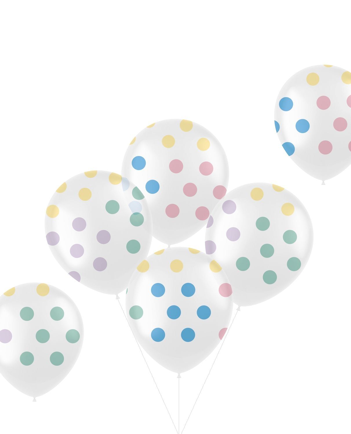 6 Ballonnen Pastel Stippen Meerkleurig 33cm
