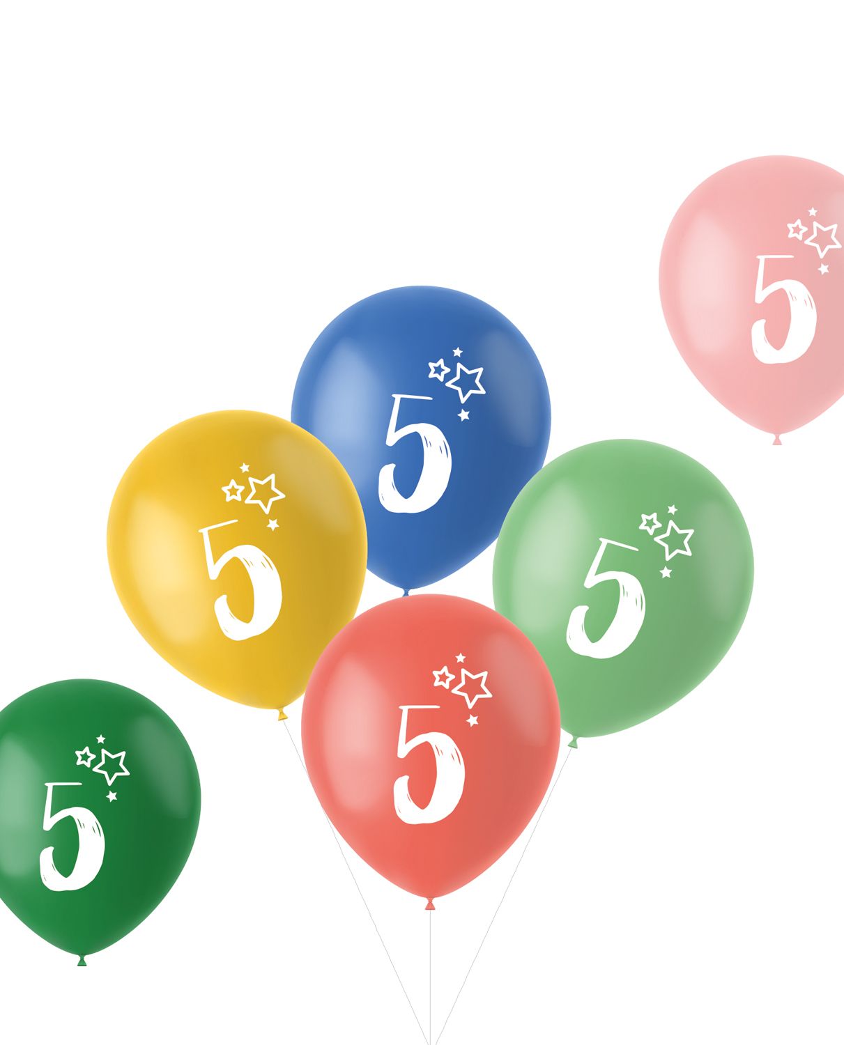 6 ballonnen retro 5 jaar meerkleurig 33cm