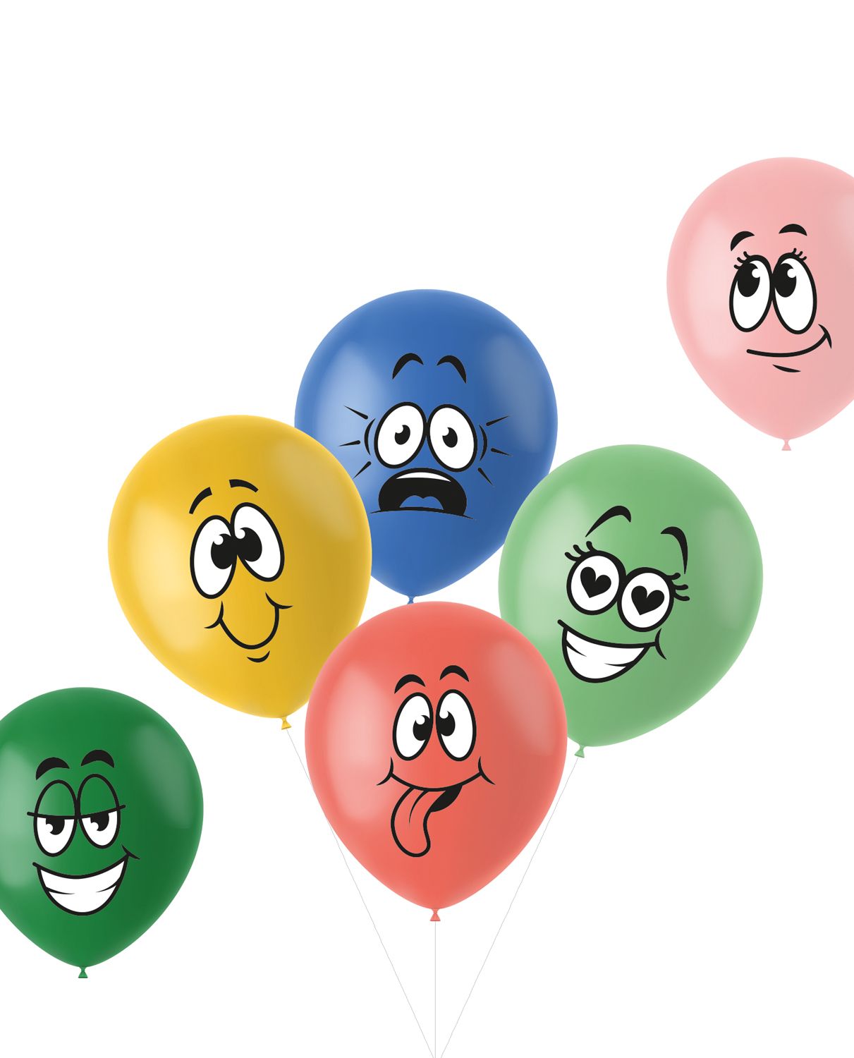 6 Ballonnen Retro Funny Faces Meerkleurig 33cm