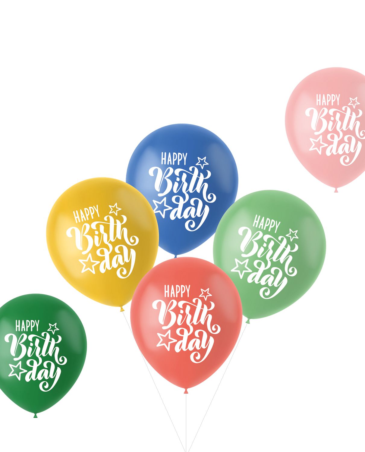 6 ballonnen retro happy birthday meerkleurig 33cm