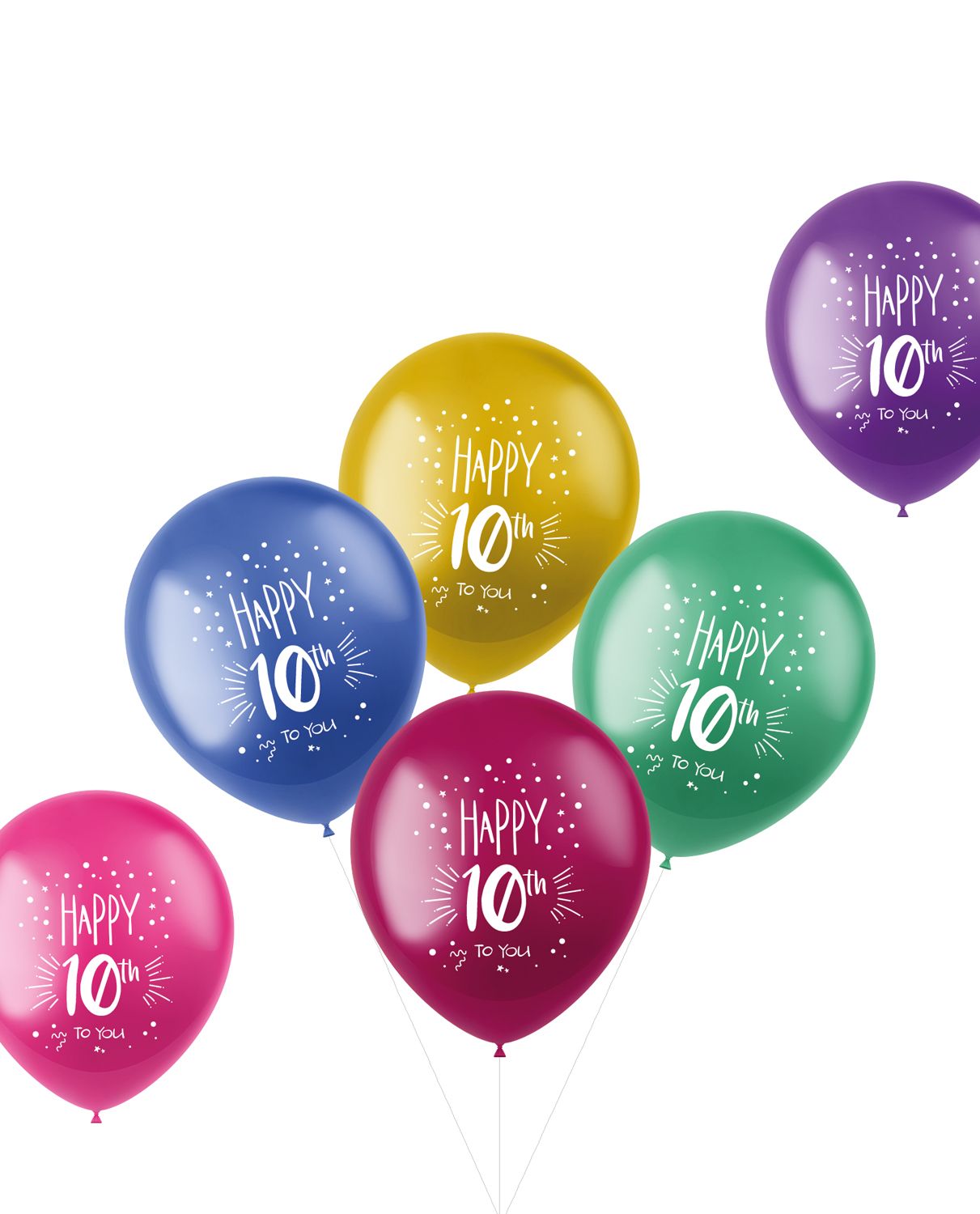 6 ballonnen shimmer 10 jaar meerkleurig 33cm