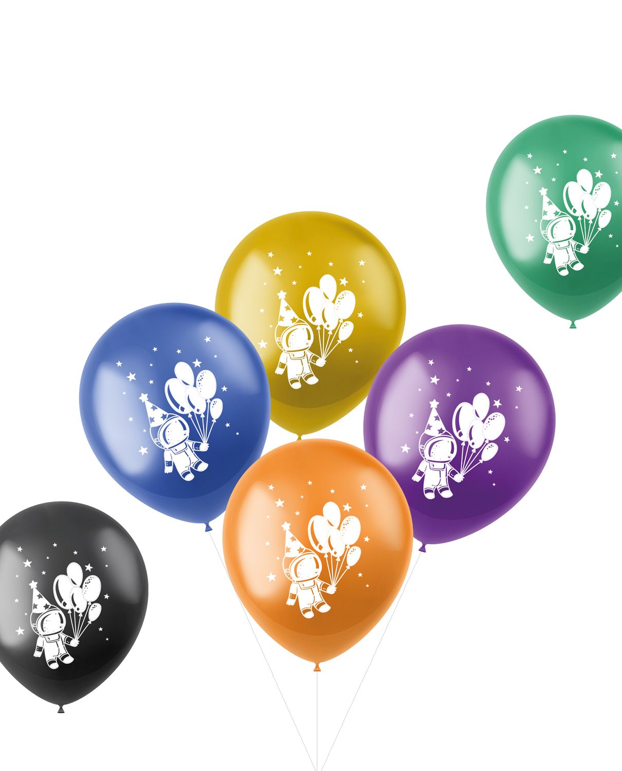 6 Ballonnen Shimmer Space & Stars Meerkleurig 33cm