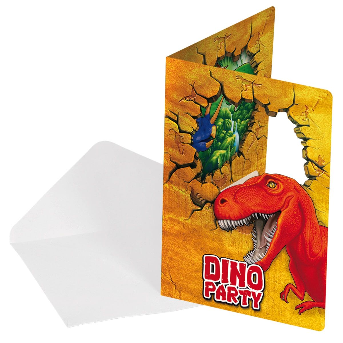 6 Dinosaurus kinderfeestje uitnodigingen