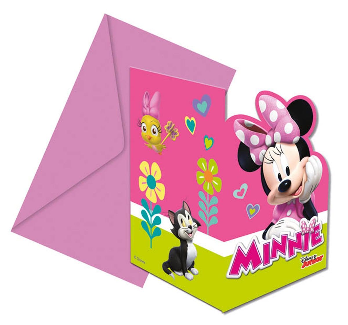 6 Minnie mouse happy kinderfeestje uitnodigingen
