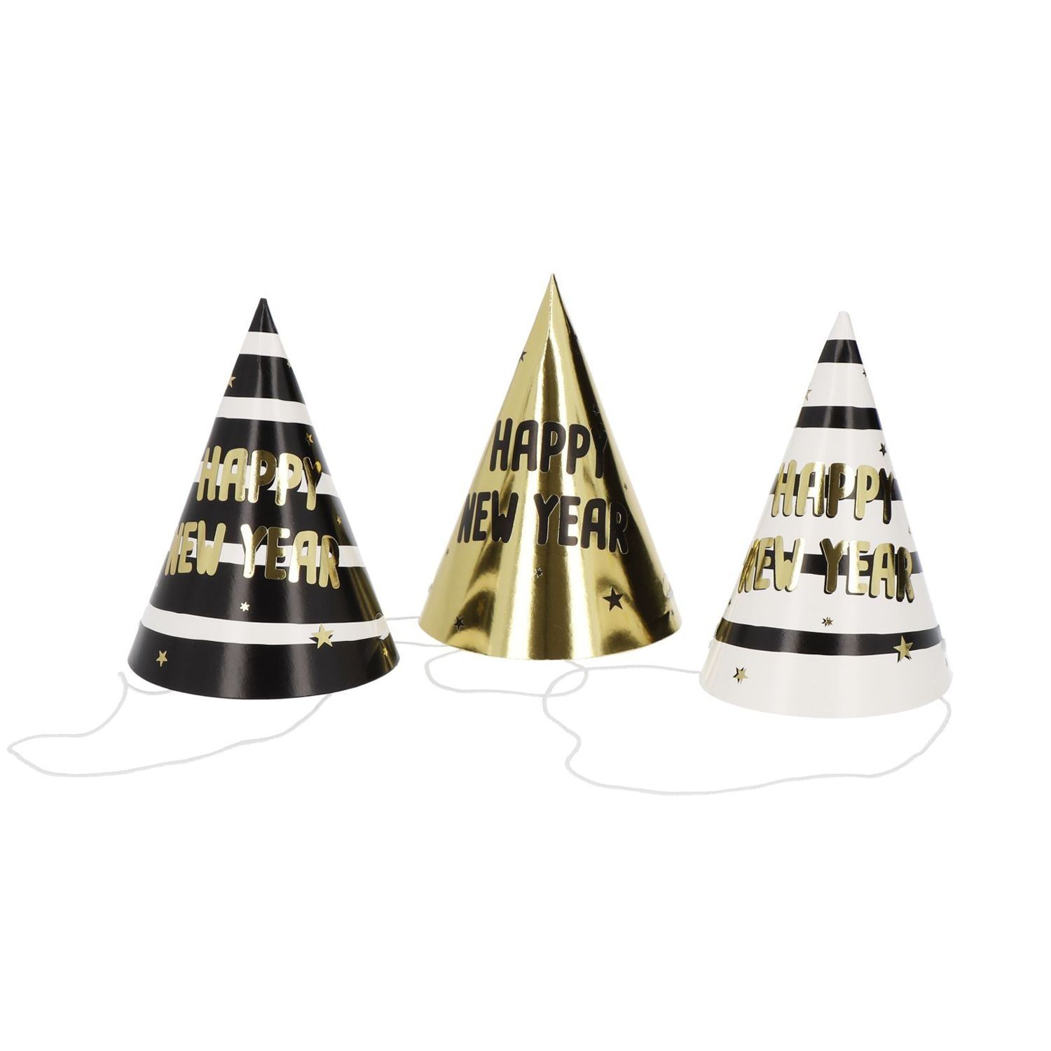 6 Papieren Feesthoedjes Oud & Nieuw