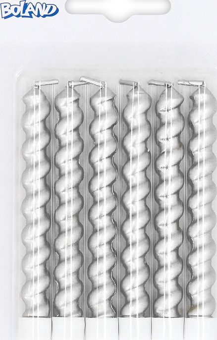 6 Zilveren Swirl Kaarsjes met Houder