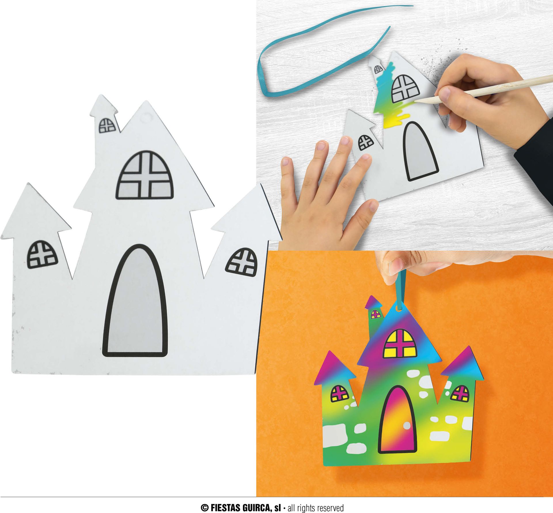 6 Zwarte Halloween Spookhuis Kleursetjes 12cm