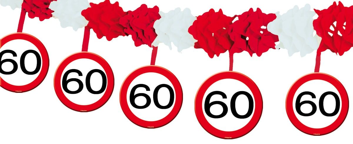 60 Jaar verkeersbord slinger met onderhangers