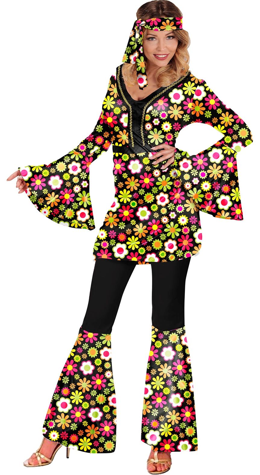 60's Hippie Flowers Kostuum Dames