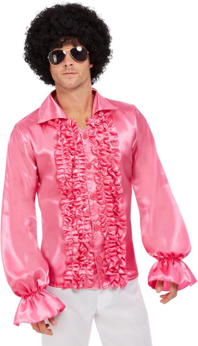 60's Ruffled Shirt Heren Roze