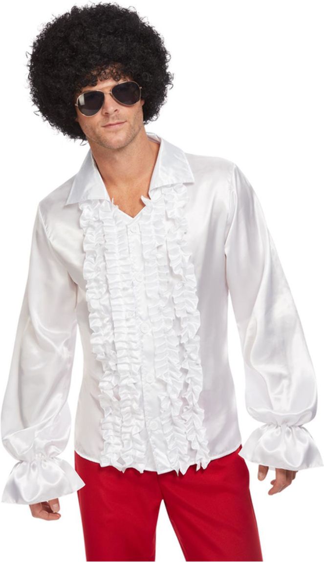60's Ruffled Shirt Heren Wit