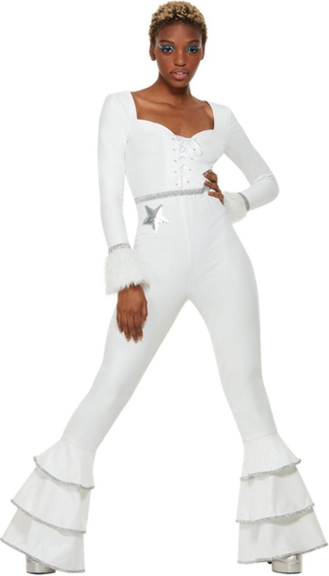 70's Glamour Kostuum Dames Wit
