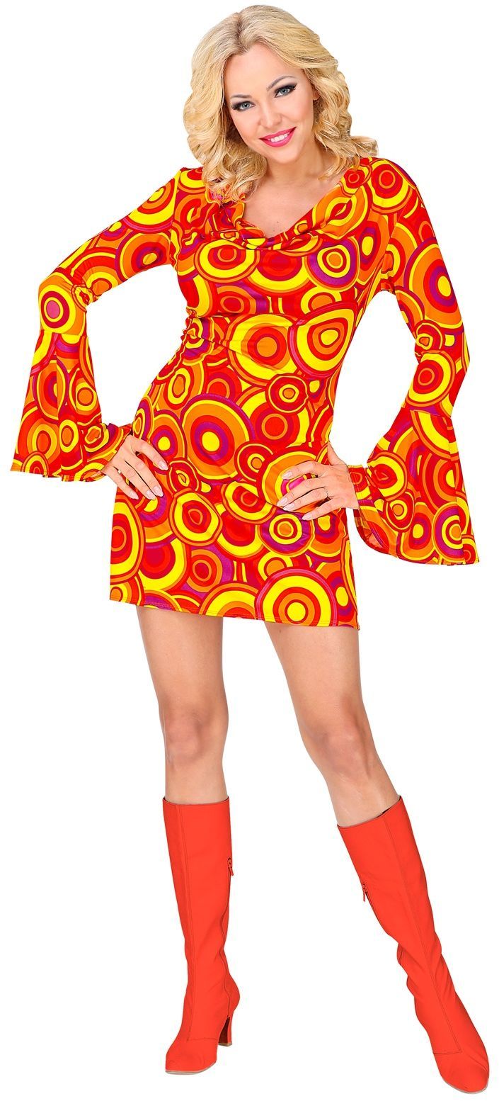 70's Jurk Vrouwen Oranje