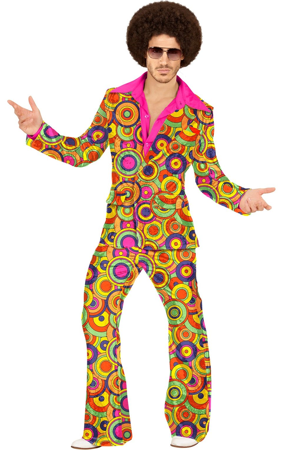 70's Retro Kostuum Cirkels Heren Geel