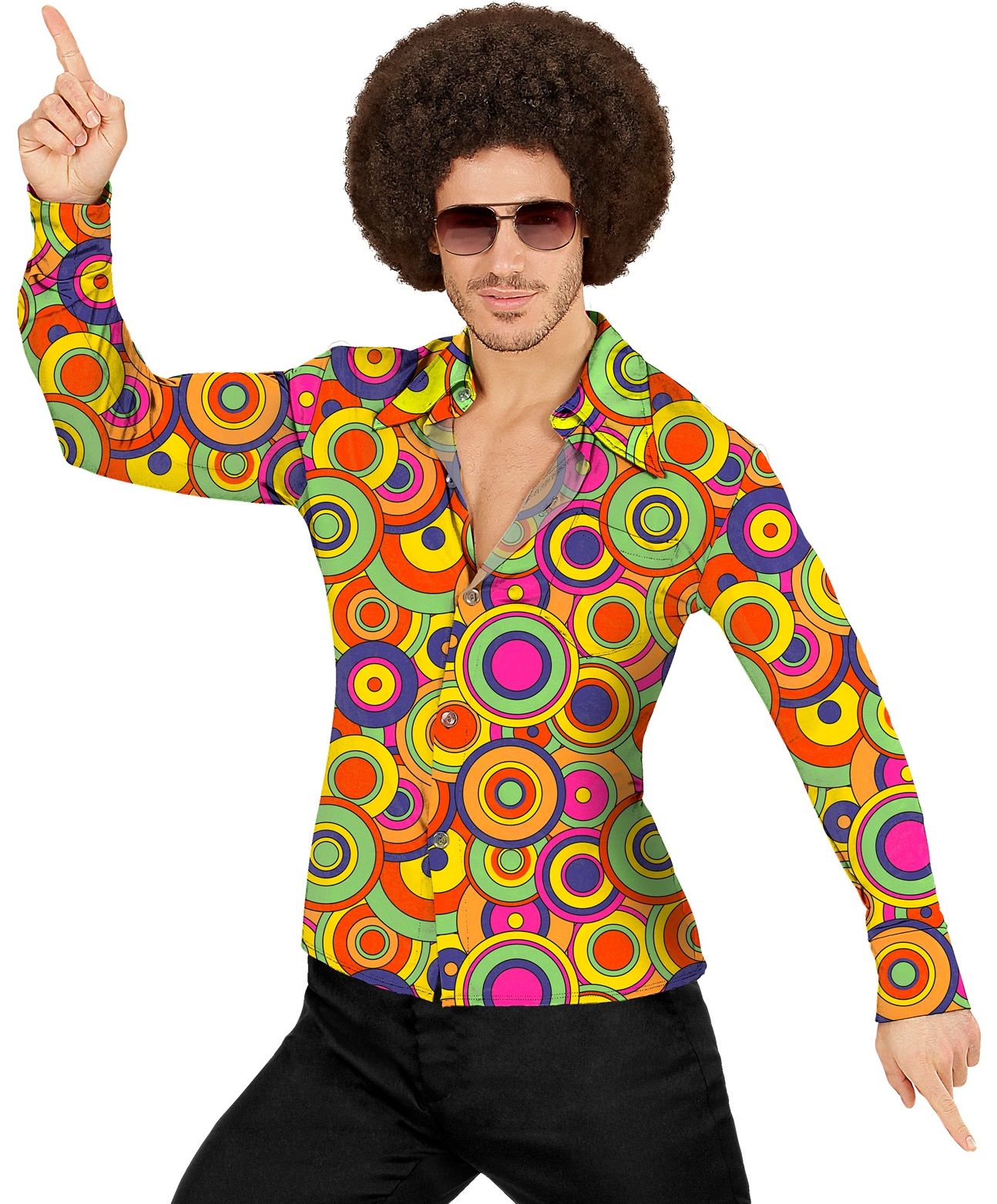 70's Retro Shirt Cirkels Heren Geel