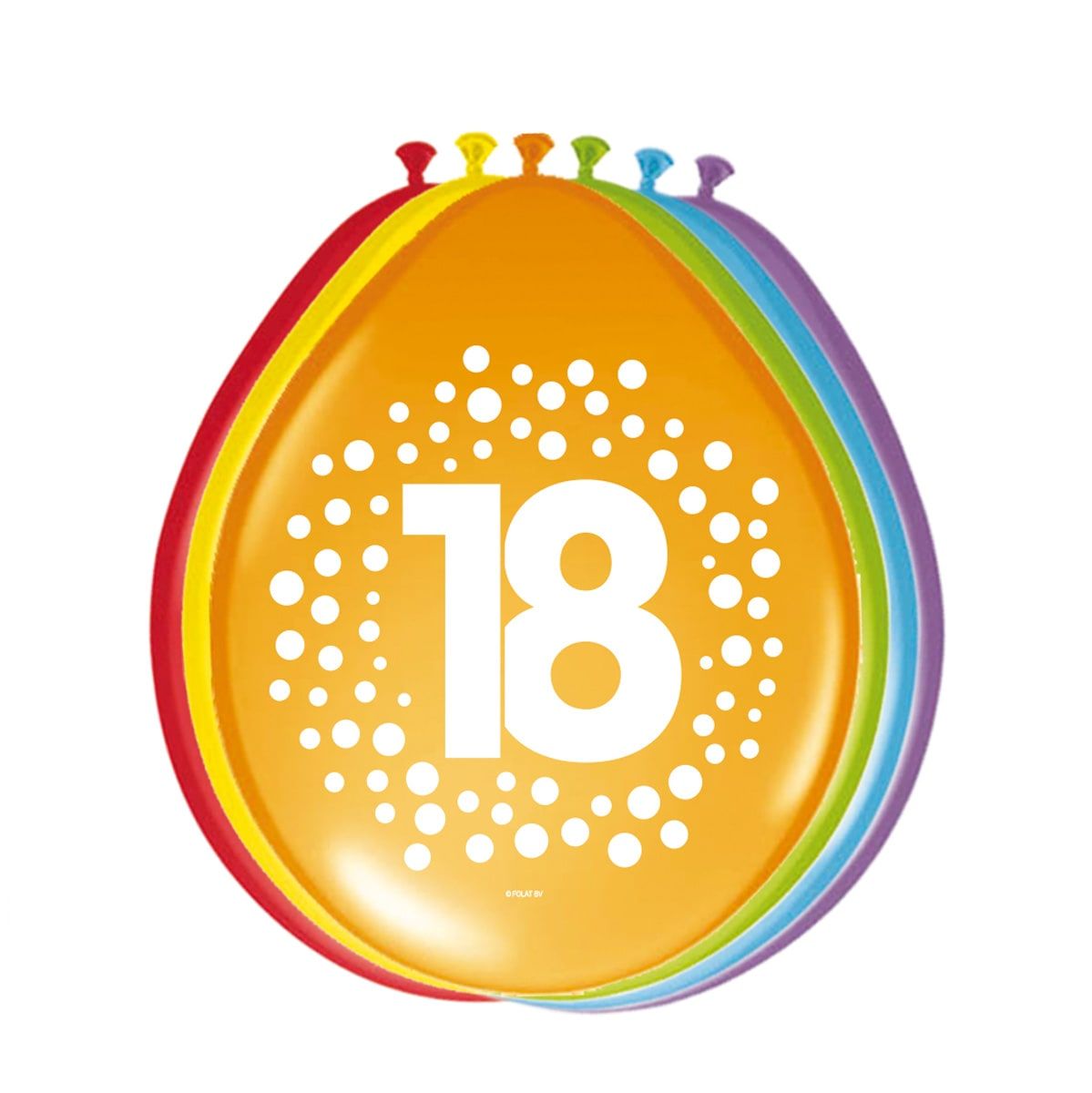 8 Ballonnen 18 Jaar Happy Bday Stippen 30cm