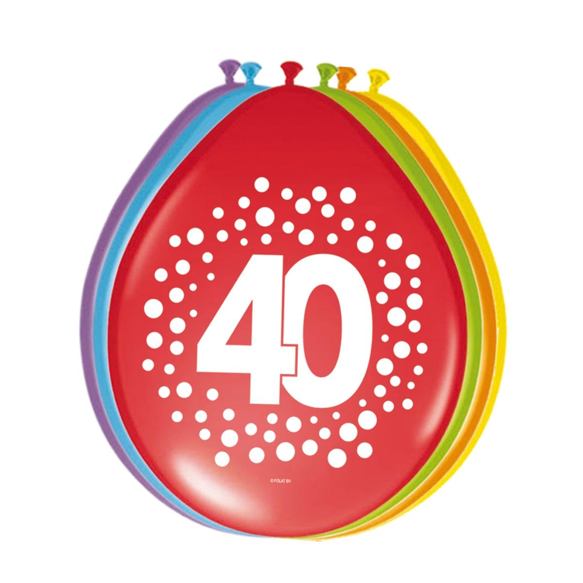 8 ballonnen 40 jaar happy bday stippen 30cm