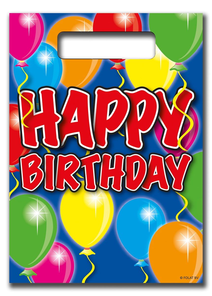 8 Happy birthday balloons uitdeelzakjes