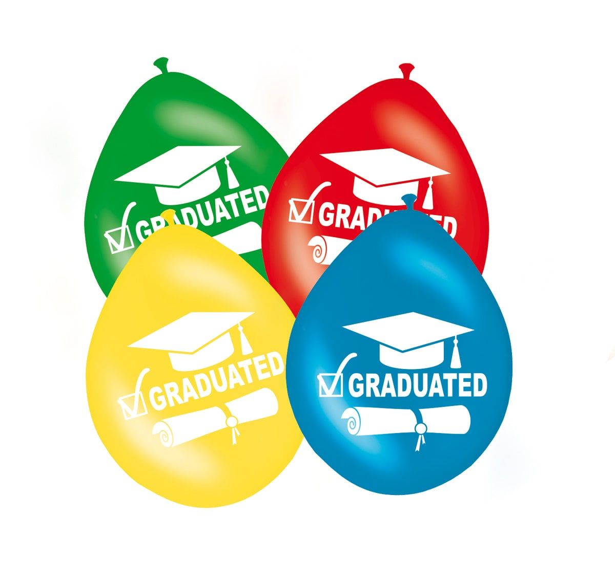 8 Meerkleurige Graduated Geslaagd Ballonnen 30cm