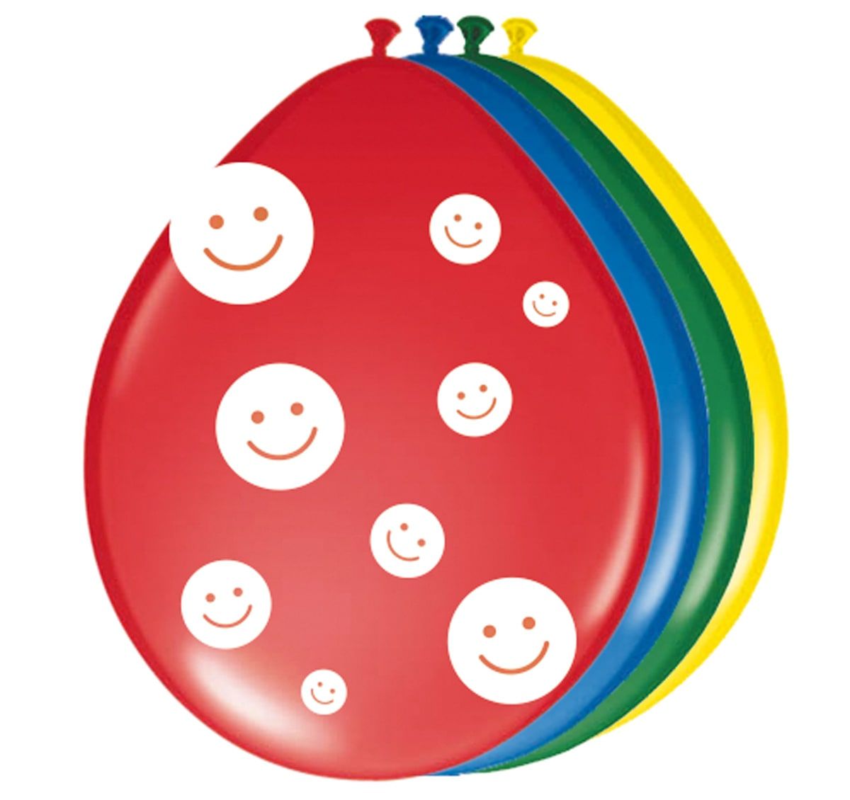 8 meerkleurige smiley ballonnen 30cm