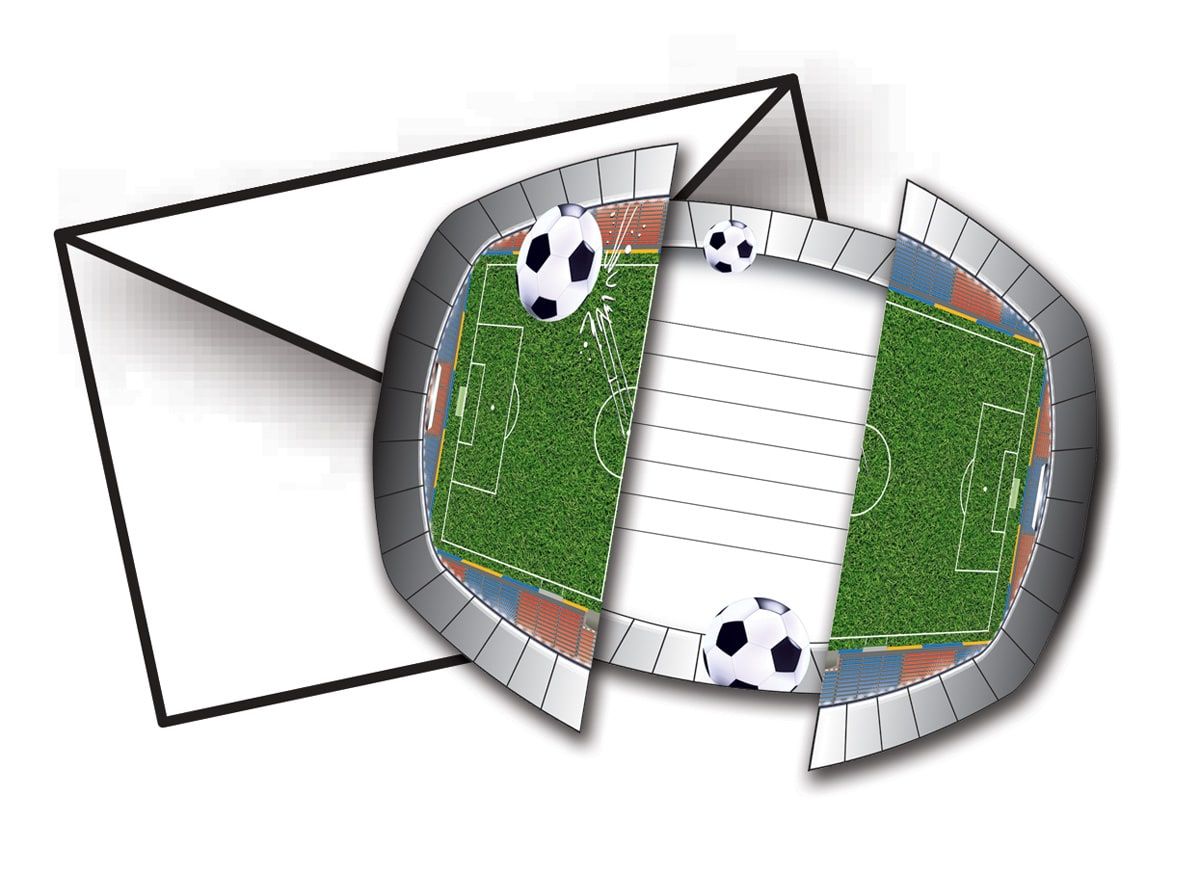 8 Voetbal Thema Kinderfeestje Uitnodigingen