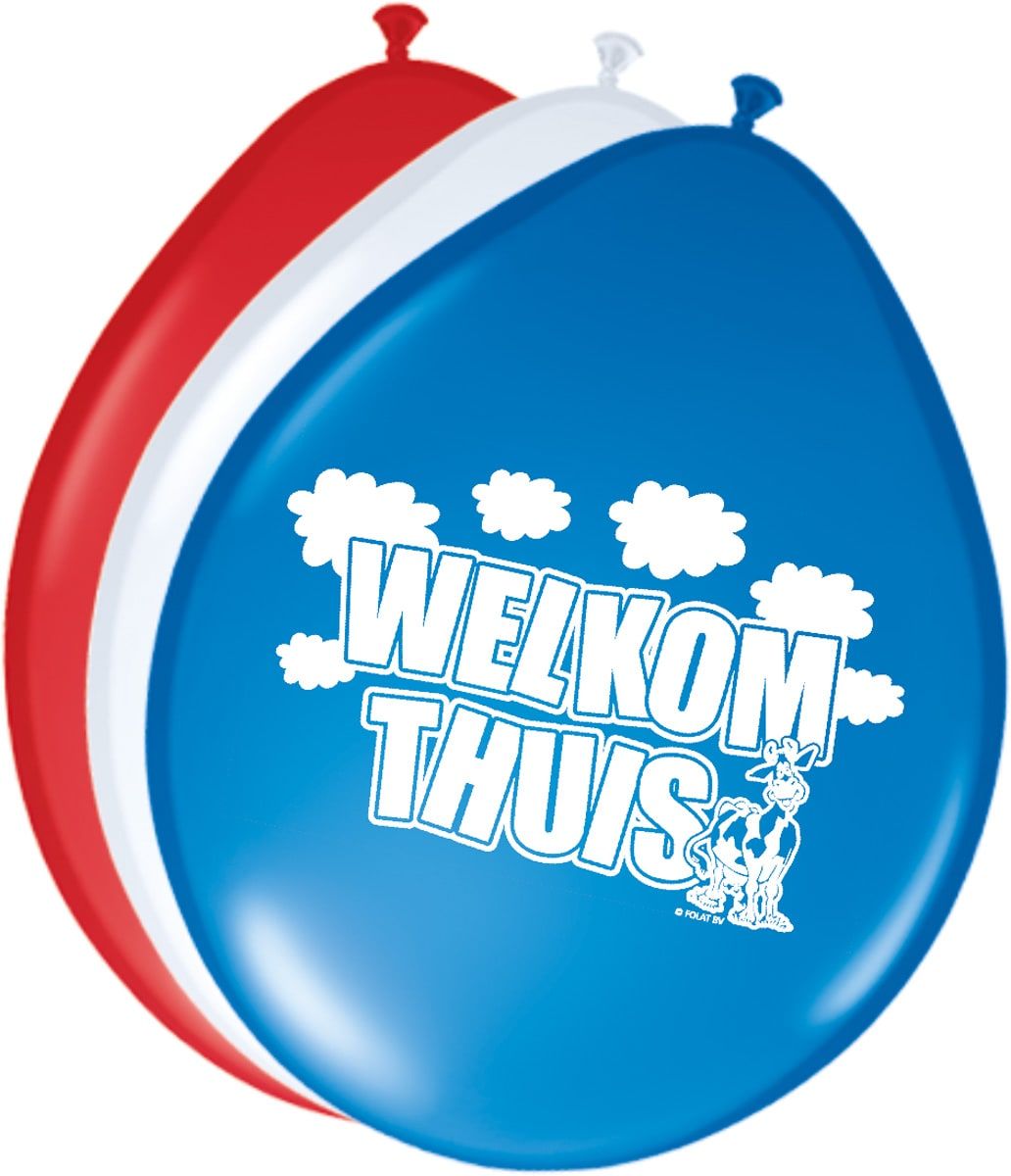 8 Welkom Thuis Ballonnen Rood Wit Blauw