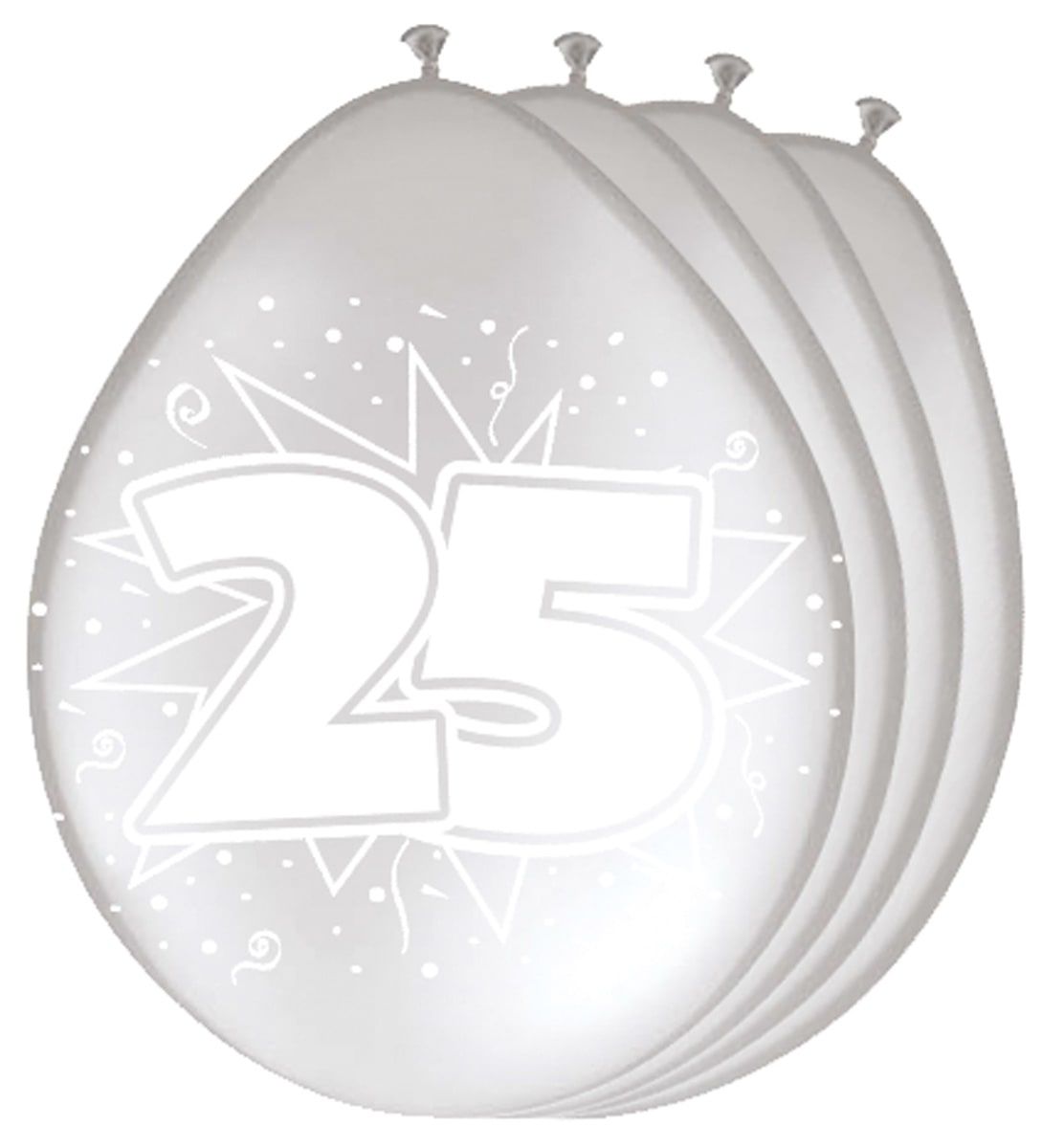 8 zilveren jubileum 25 jaar ballonnen 30cm