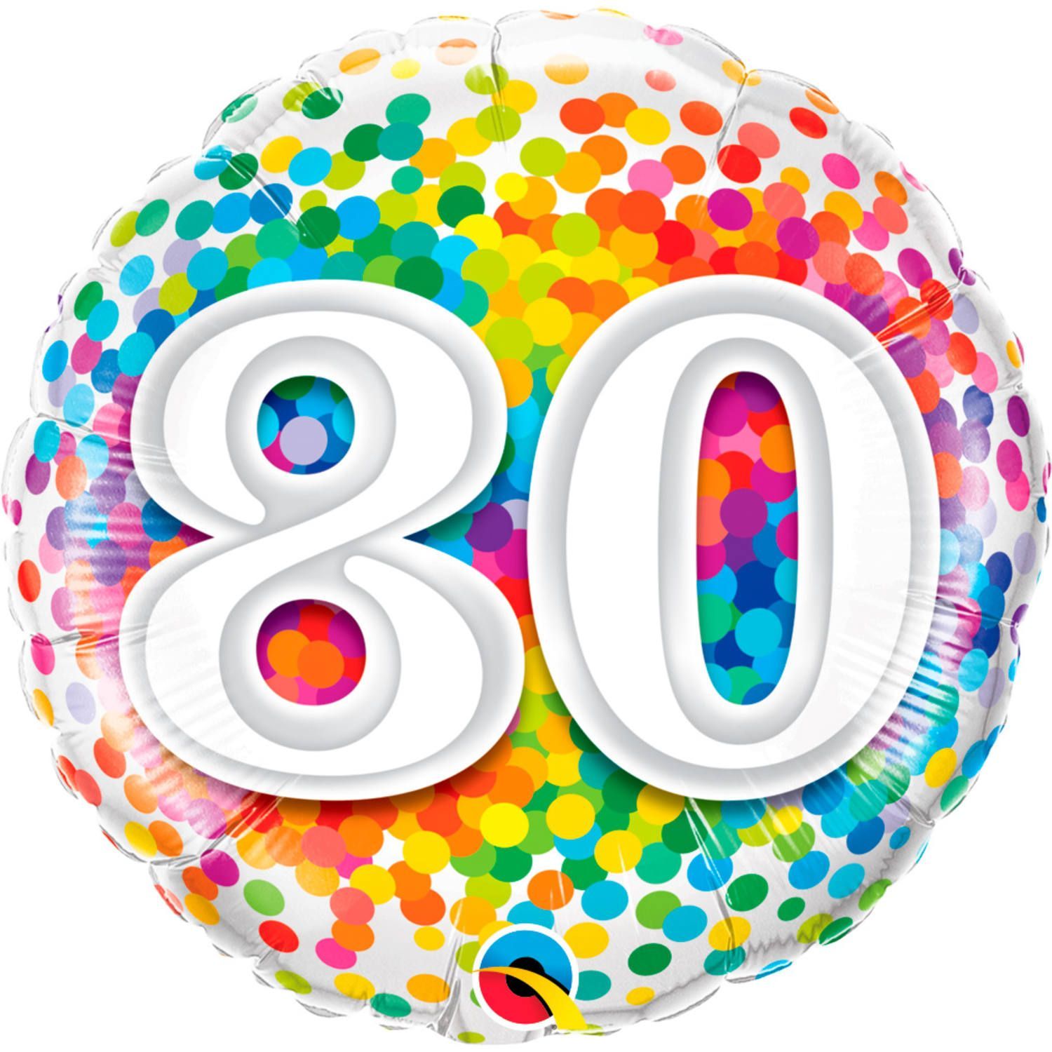 80 Jaar Regenboog Confetti Folieballon