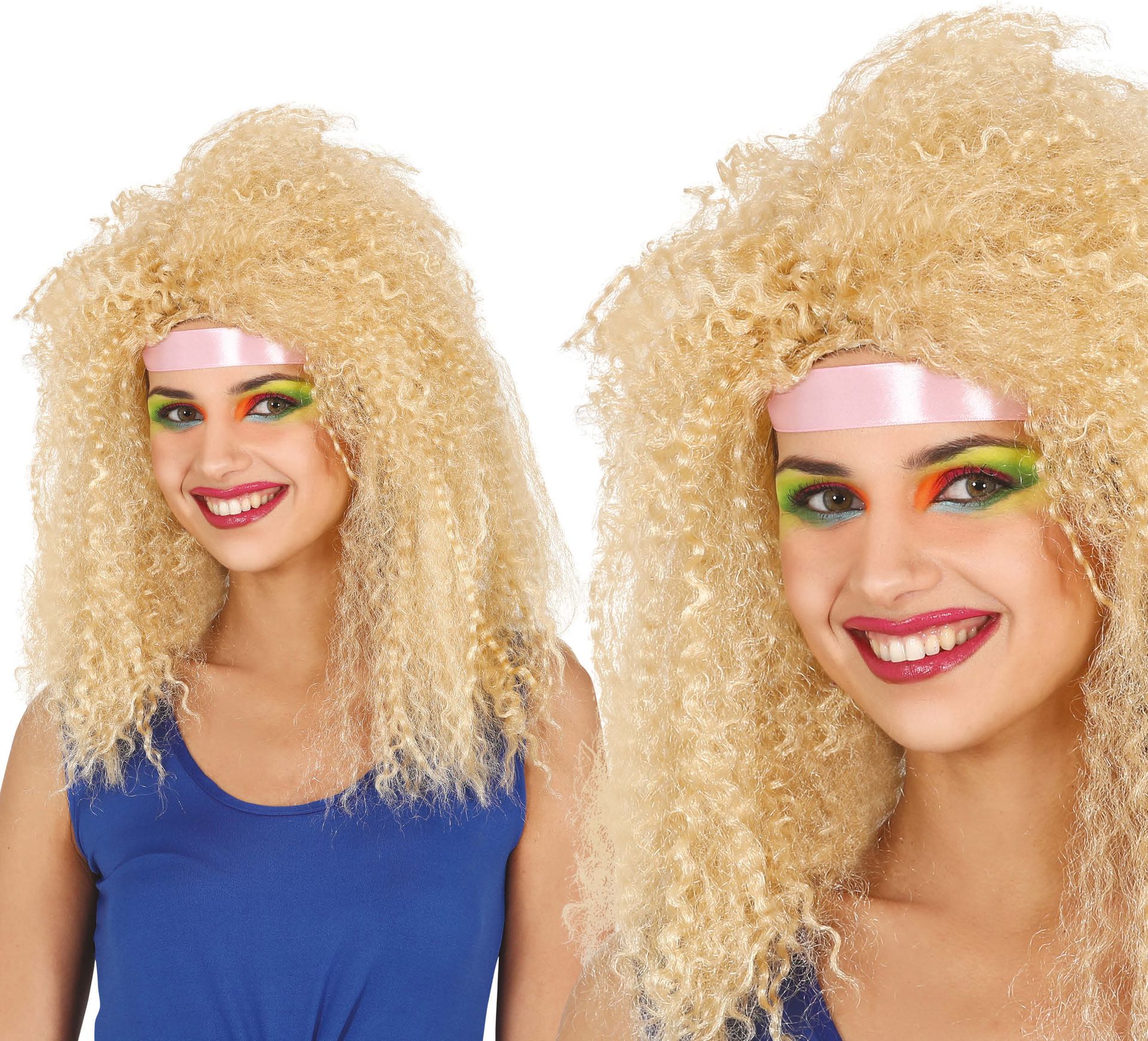 80's Sportieve Pruik Blonde Krullen