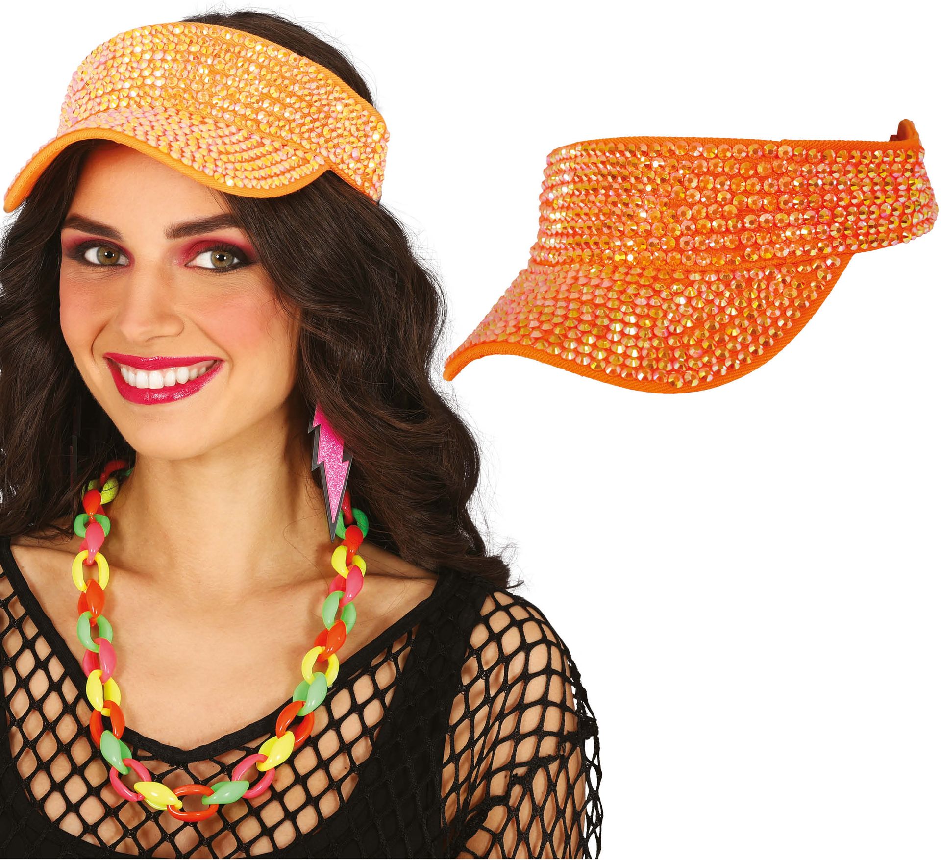 80's Zonneklep Oranje met Studs