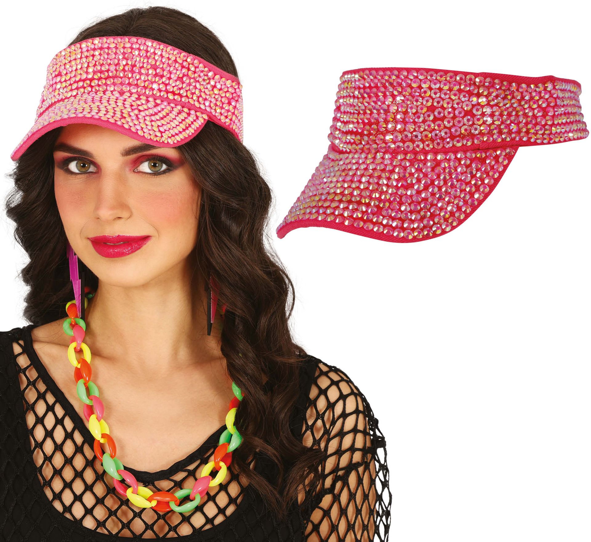 80's Zonneklep Roze met Studs