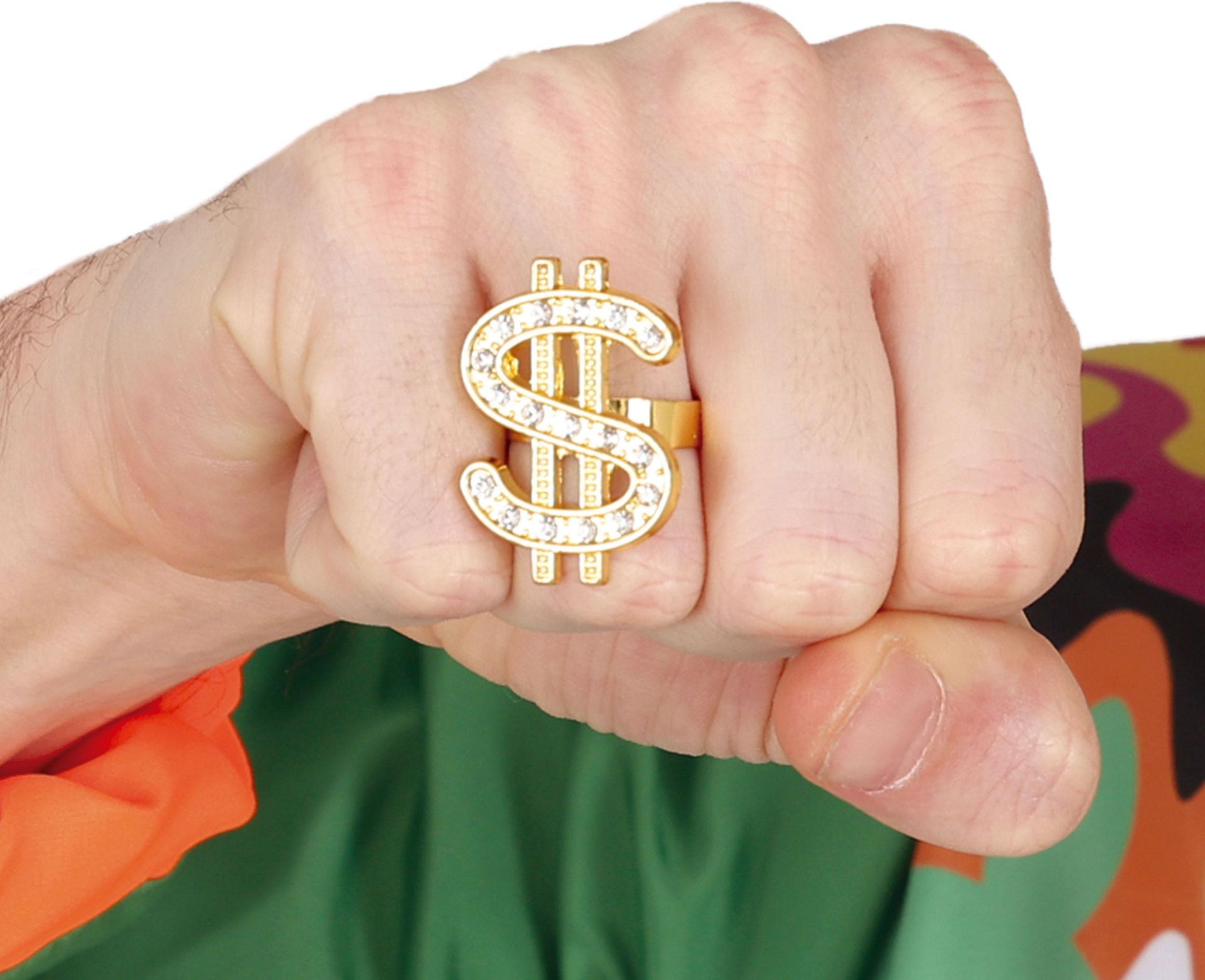 90's Gouden Dollarteken Foute Ring