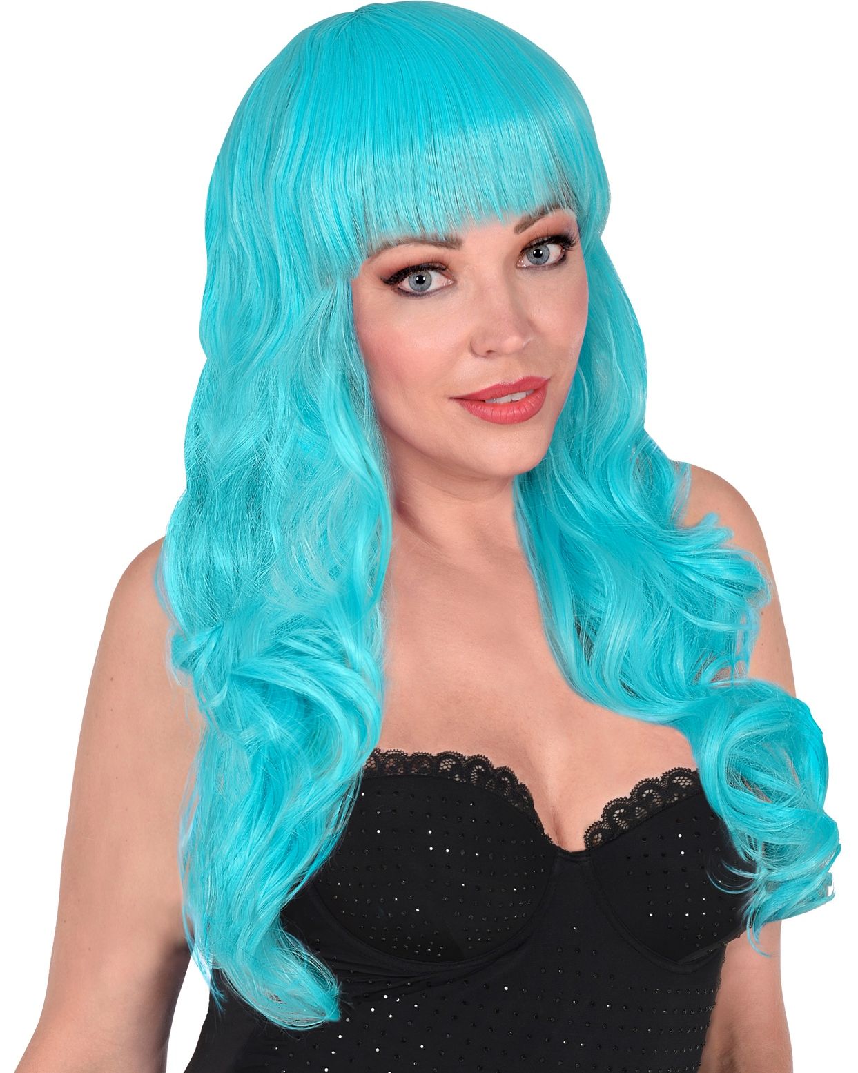 Azuur Blauwe Bella Pruik Dames