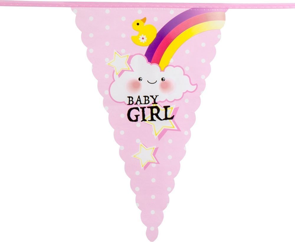 Baby girl babyshower vlaggenlijn