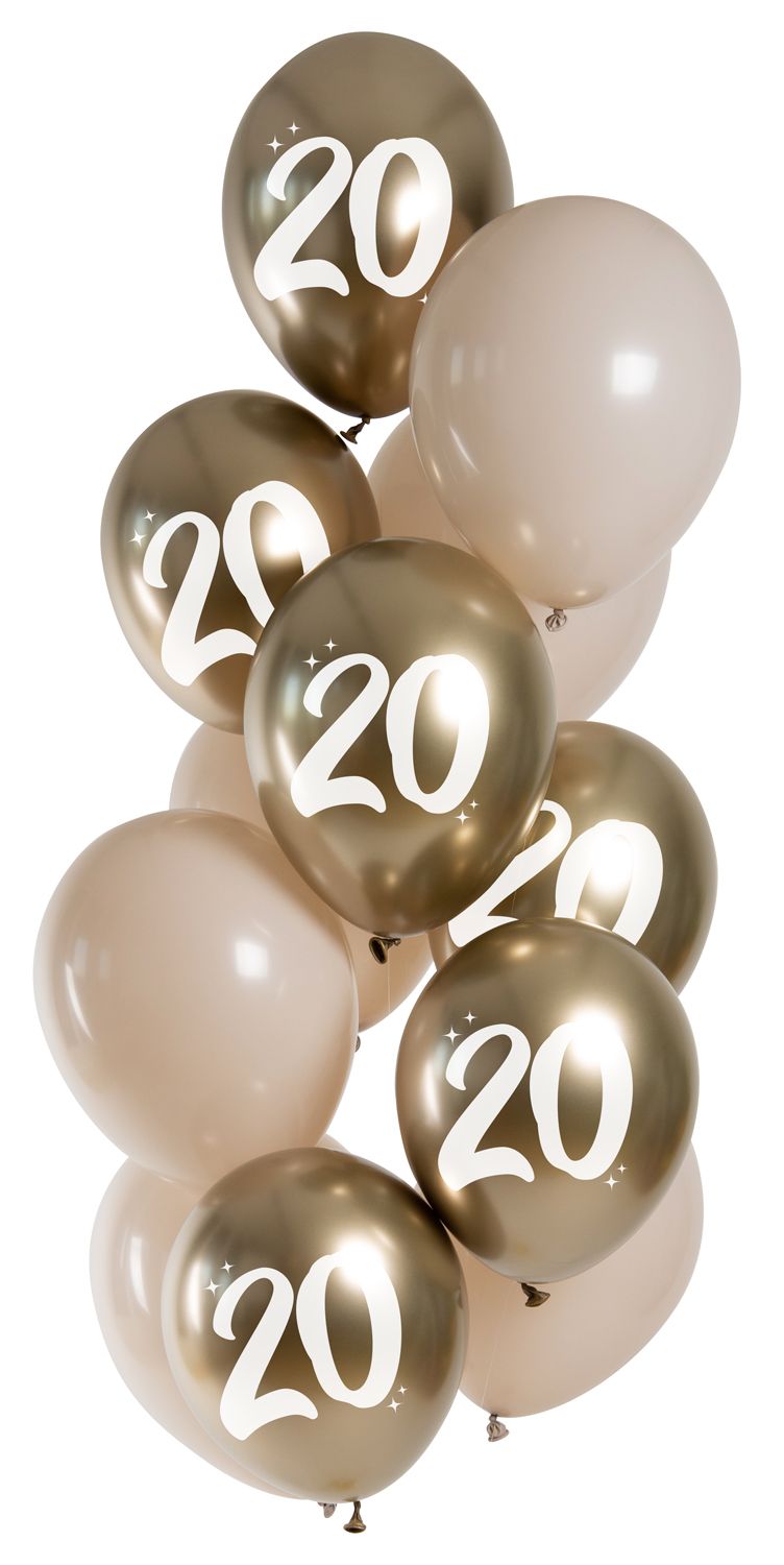 Ballonnen set 20 jaar champagne goud