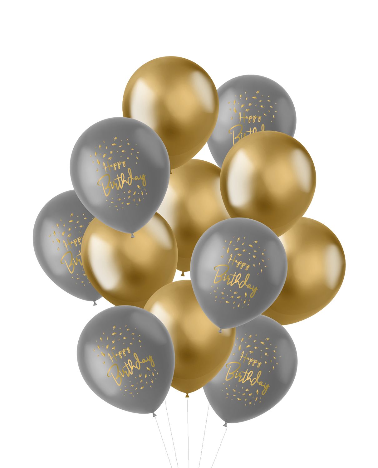Ballonnen set verjaardag goud grijs