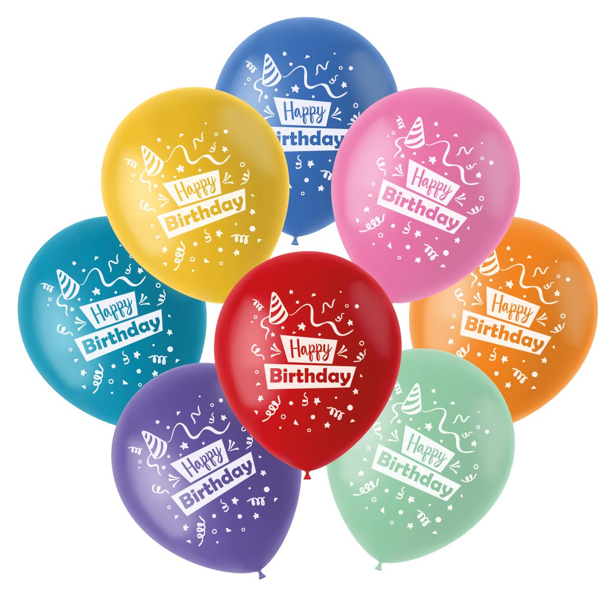 Ballonnen verjaardag mix gekleurd 8 stuks