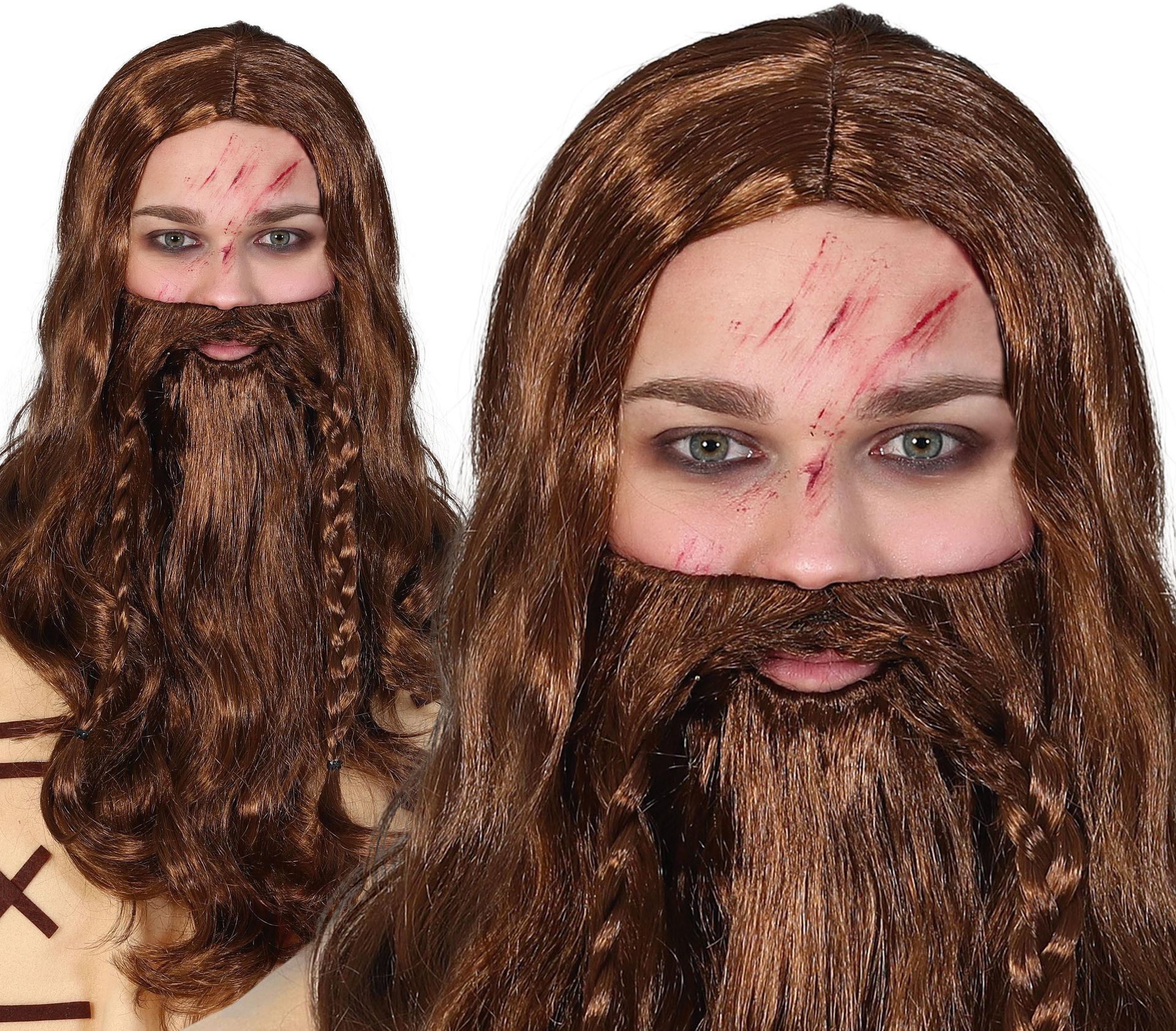 Barbaar Baard en Pruik Bruin